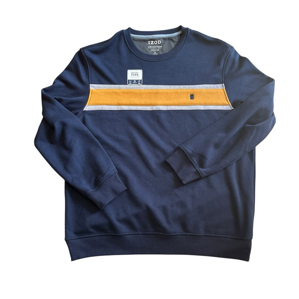 Izod NWOT Men's size extra large Navy Sweater with Yellow Stripe